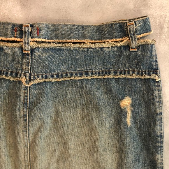 Liu Jo Jeans - Distressed Denim Skirt with Cut Outs Size 28 Y2K early 00s - Picture 5 of 10